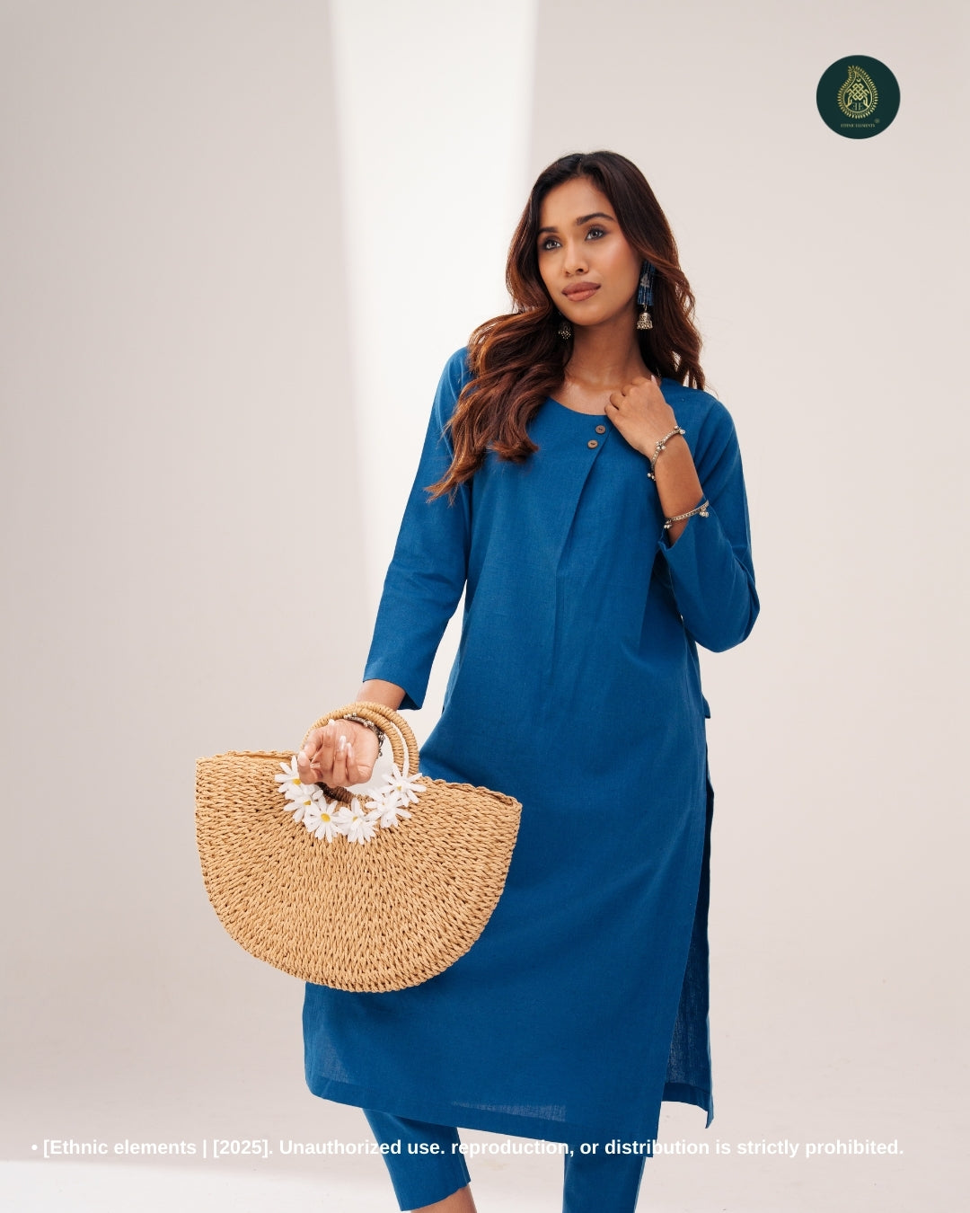 Stitched 2Pc Cotton Suit Set - Chambray Muse