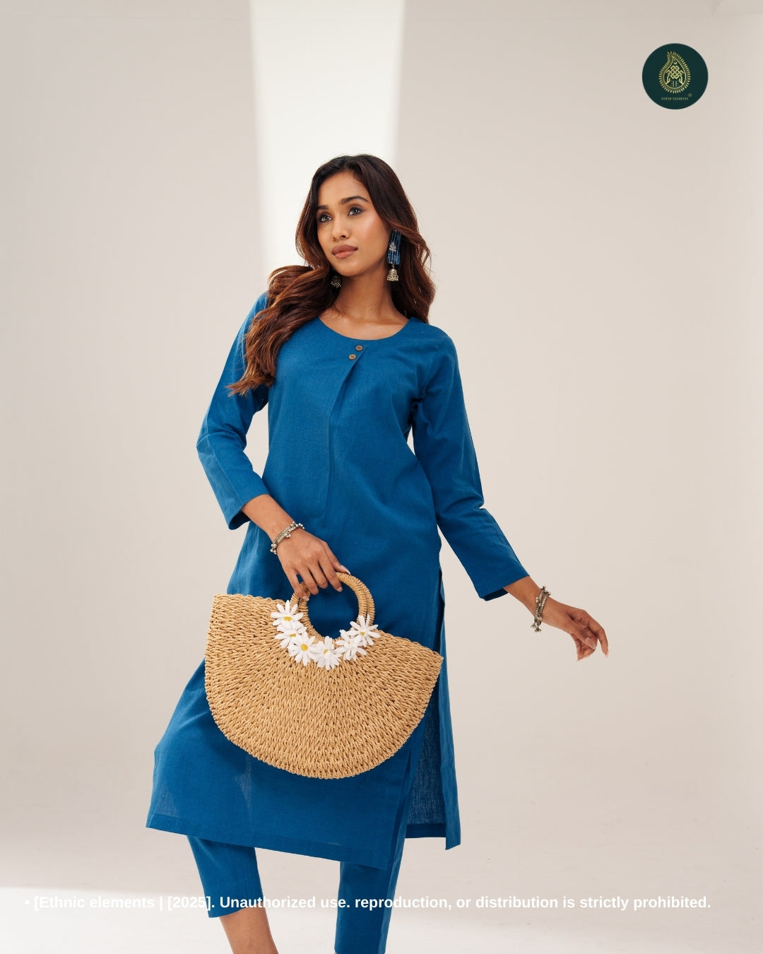 Stitched 2Pc Cotton Suit Set - Chambray Muse