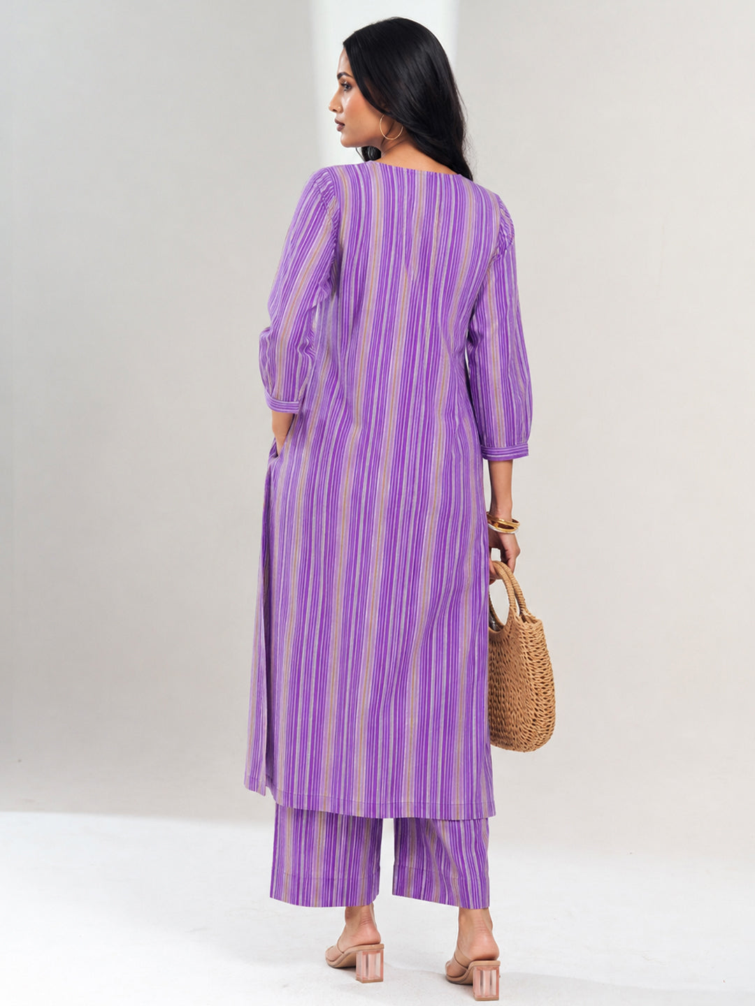 Stitched 2Pc Cotton Suit Set Hushed Lilac