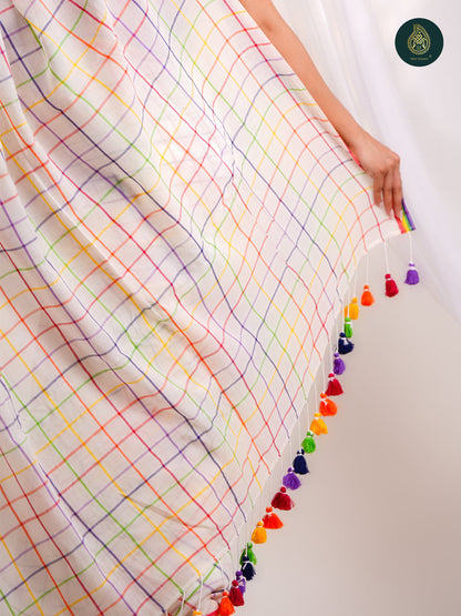 Rainbow Checks – Mul Cotton Saree