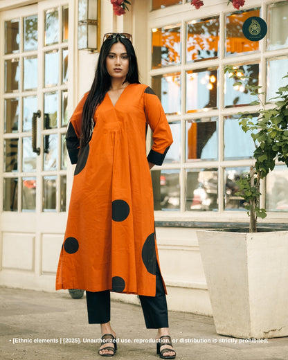 Stitched 2Pc Cotton Printed Suit Set - Dot Drama
