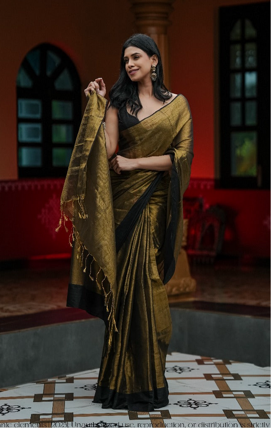 Mul Cotton Saree With Tissue - Aura