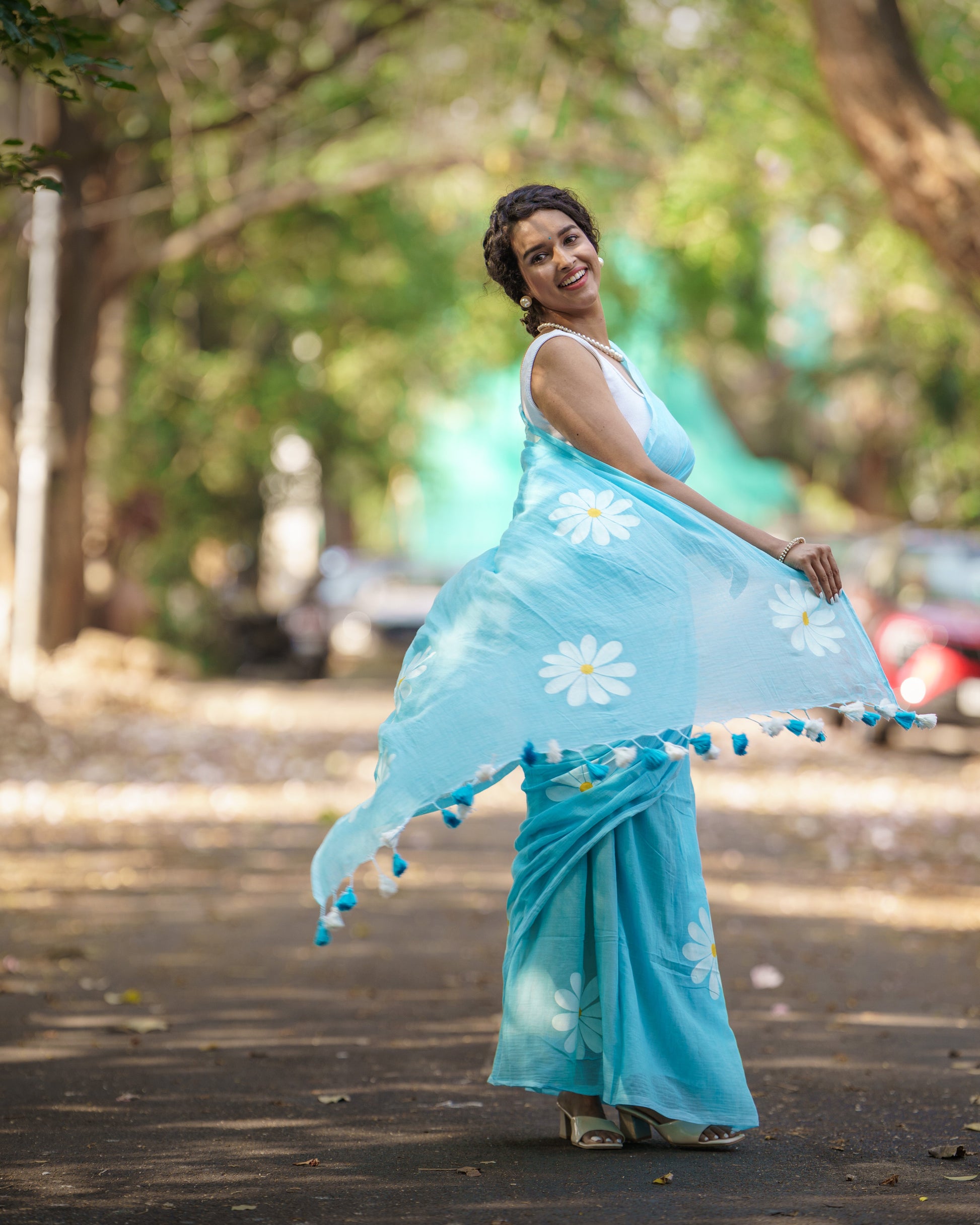Hand Painted Cotton Saree - Fearless
