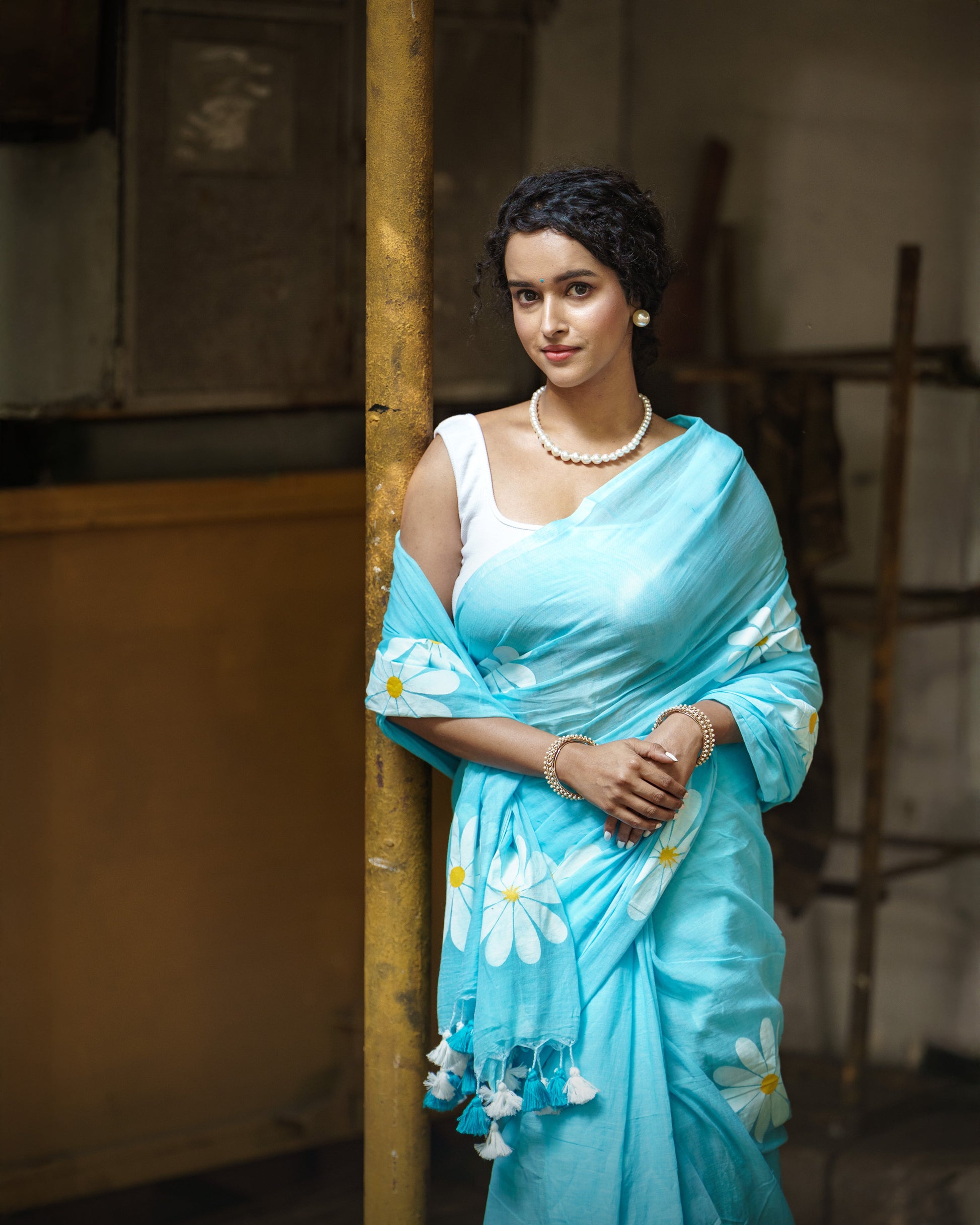 Hand Painted Cotton Saree - Fearless
