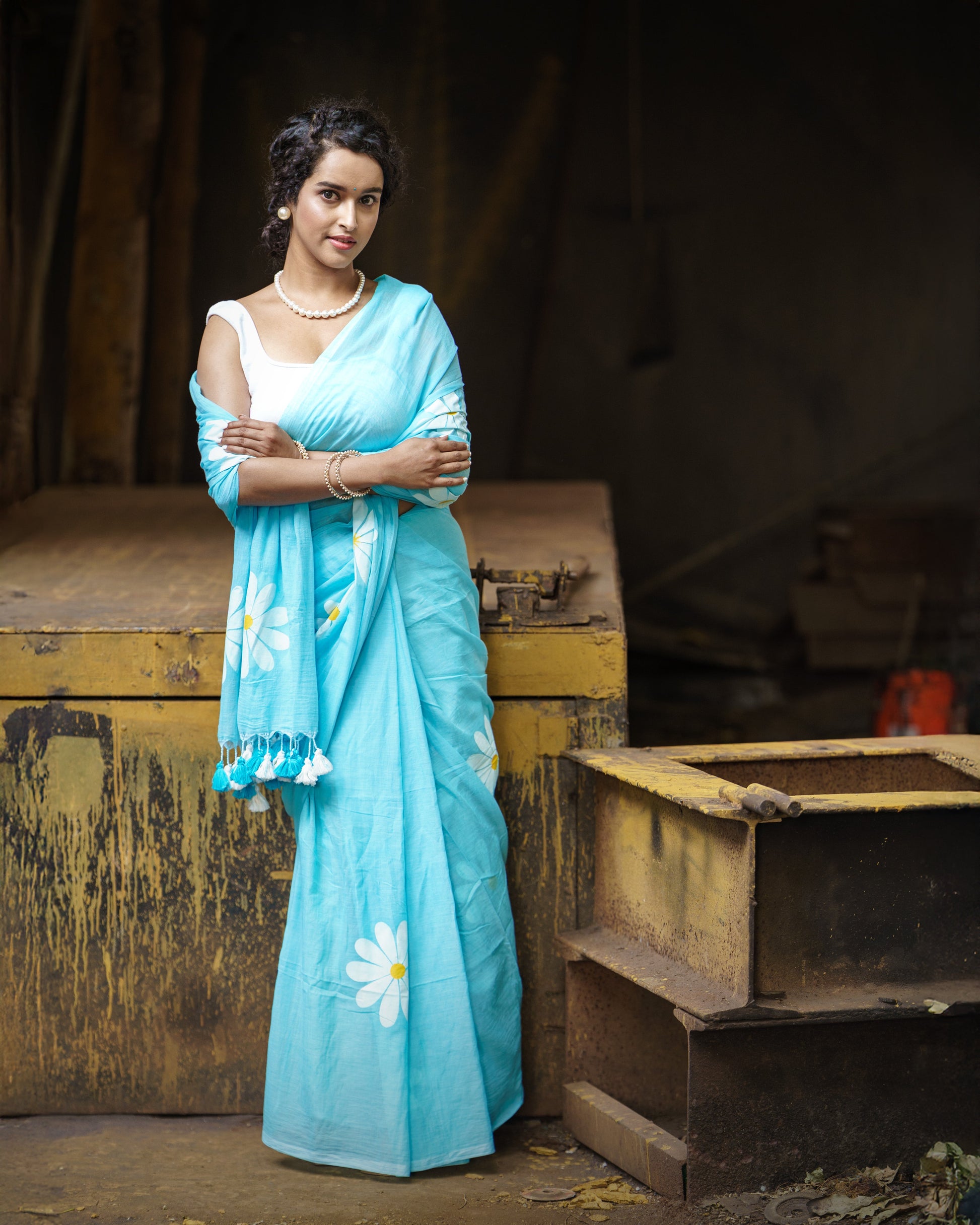 Hand Painted Cotton Saree - Fearless