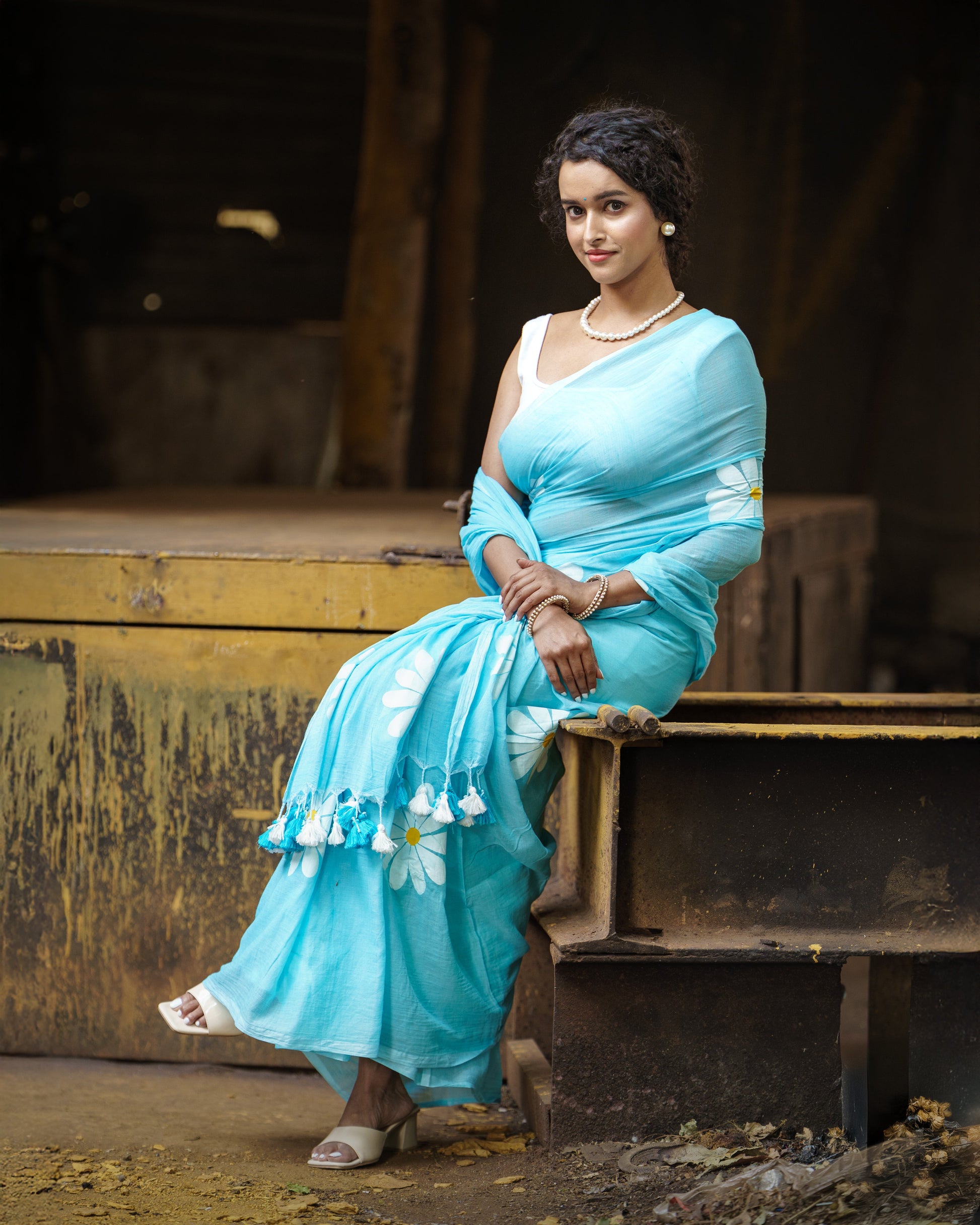 Hand Painted Cotton Saree - Fearless