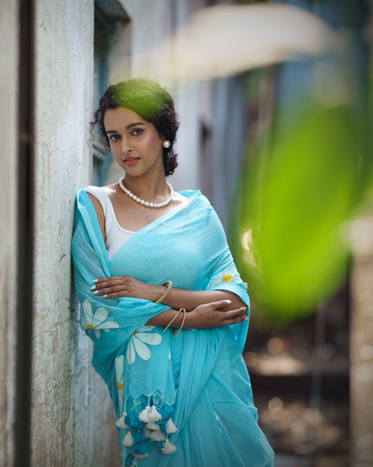 Hand Painted Cotton Saree - Fearless