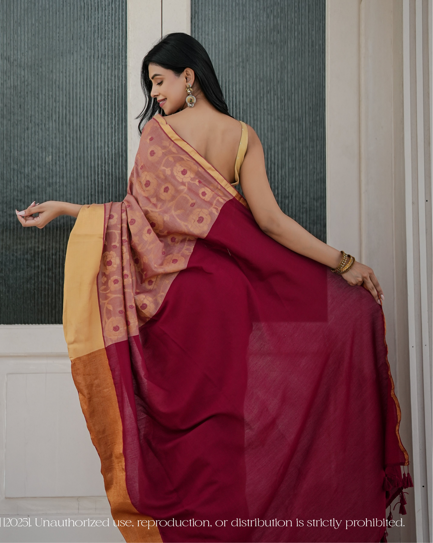 Mul Cotton With Zari Floral Work Saree - Gulbadan