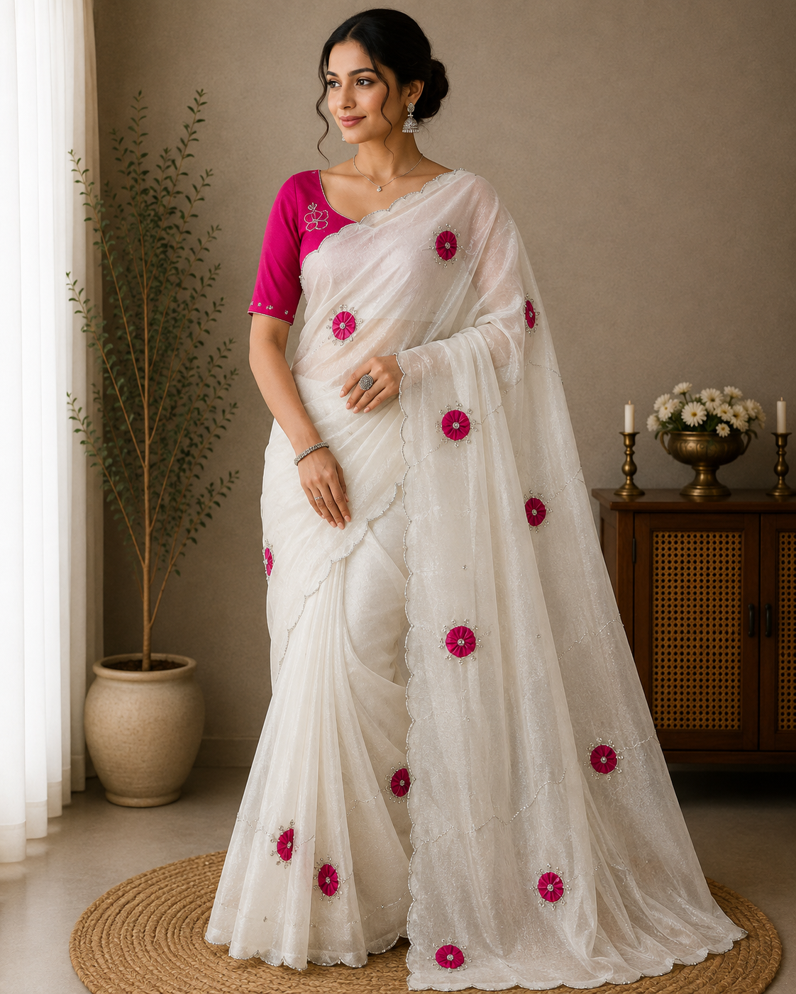 Naarira Dull Moss Designer Sarees