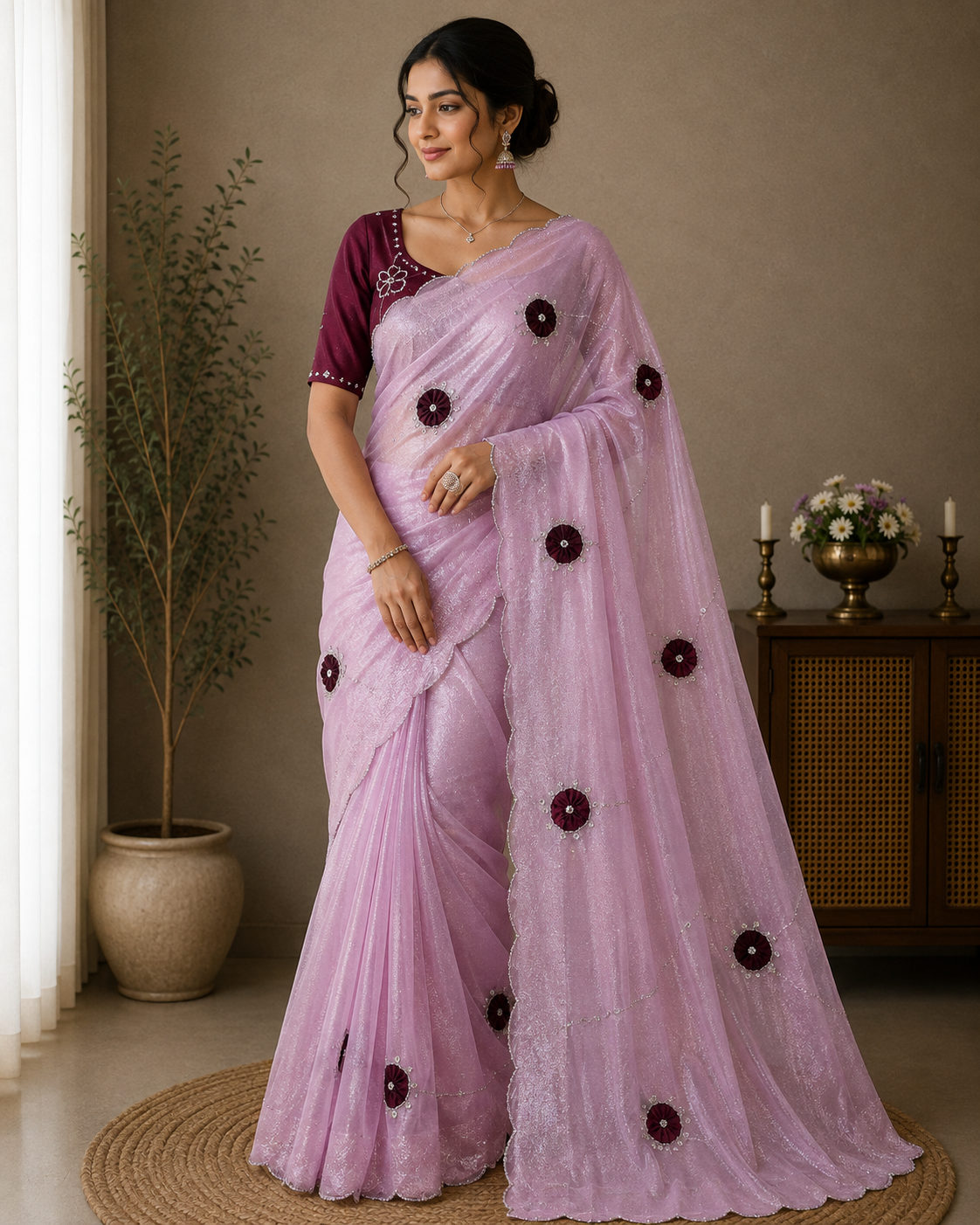 Naarira Dull Moss Designer Sarees