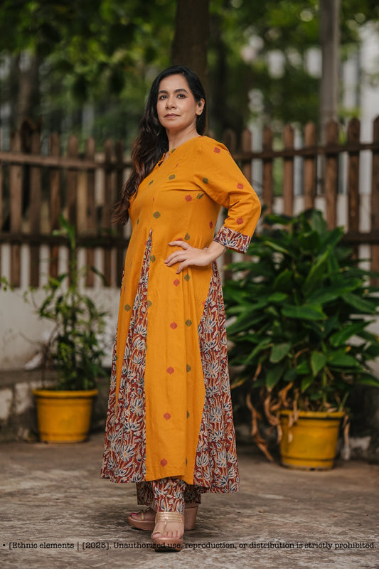 Stitched 2-Pc Hand Block Kalamkari Cotton Suit Set