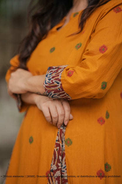 Stitched 2-Pc Hand Block Kalamkari Cotton Suit Set