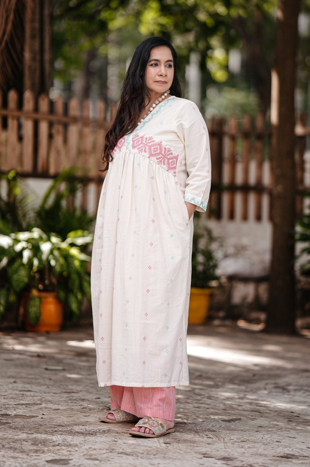 Weaved Cotton Stitched 2Pc Jamdani Suit Set