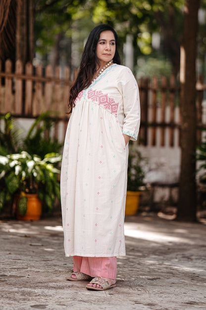 Weaved Cotton Stitched 2Pc Jamdani Suit Set