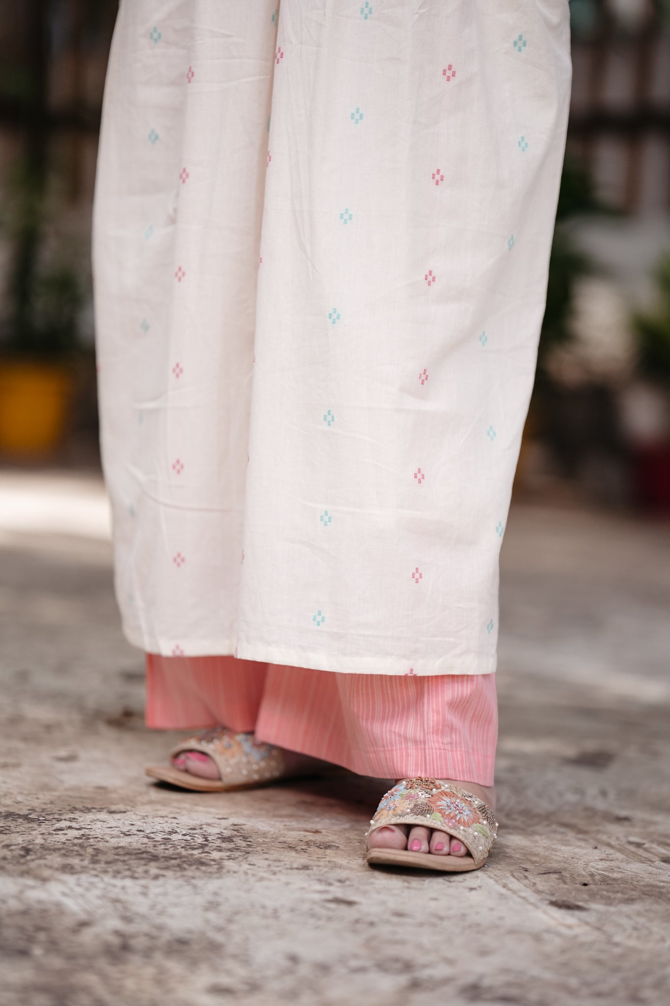 Weaved Cotton Stitched 2Pc Jamdani Suit Set