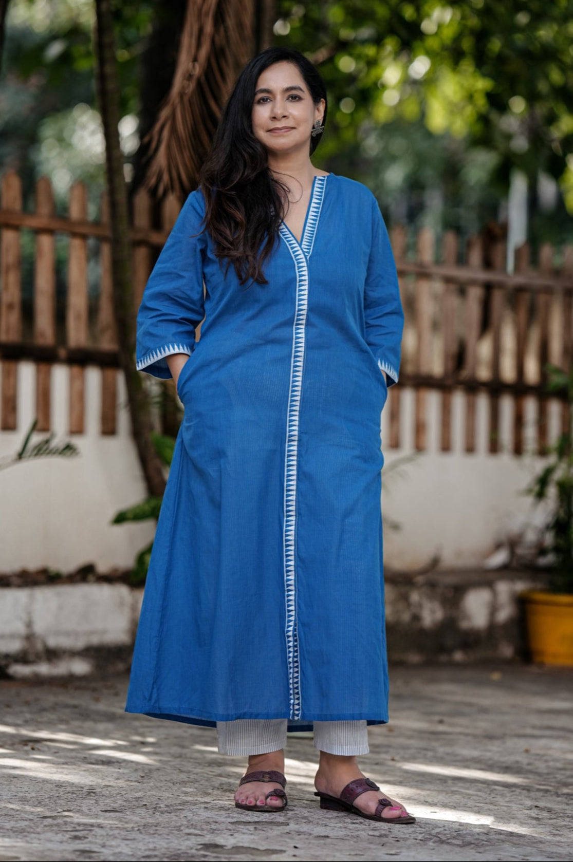 Stitched 2Pc Mangalgiri Royal Blue Cotton Set