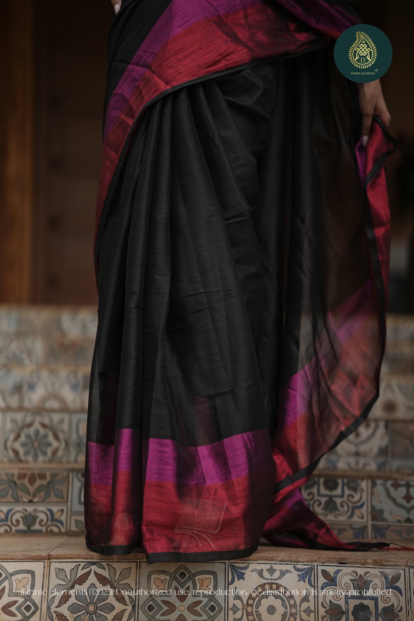 Black Mul Cotton Tissue Black Saree