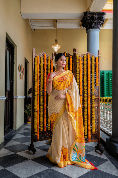 Nritya Hand-Painted Kathakali Cotton Saree