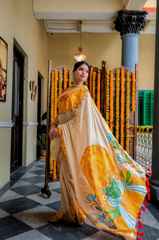 Nritya Hand-Painted Kathakali Cotton Saree