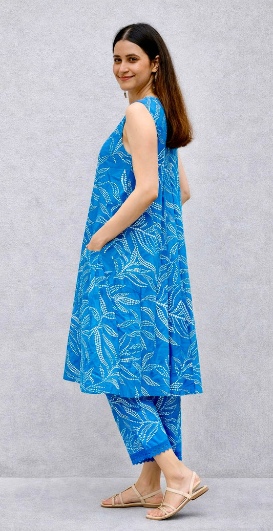 Aquatic Fern Cord Set - Block Printed Cotton 2Pc Set