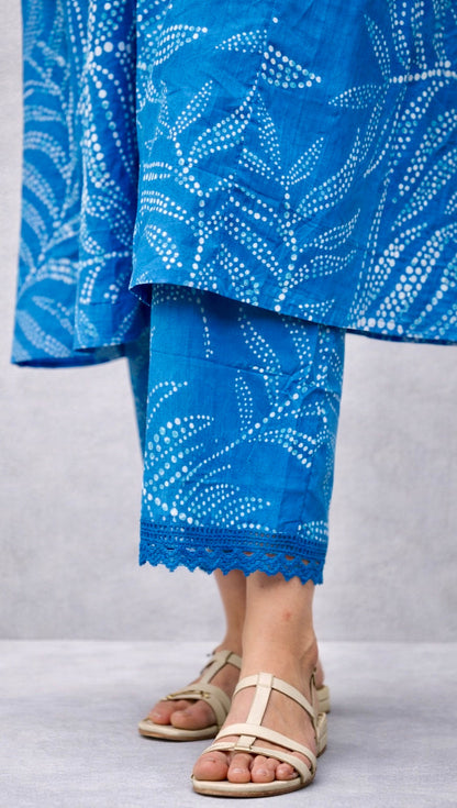 Aquatic Fern Cord Set - Block Printed Cotton 2Pc Set