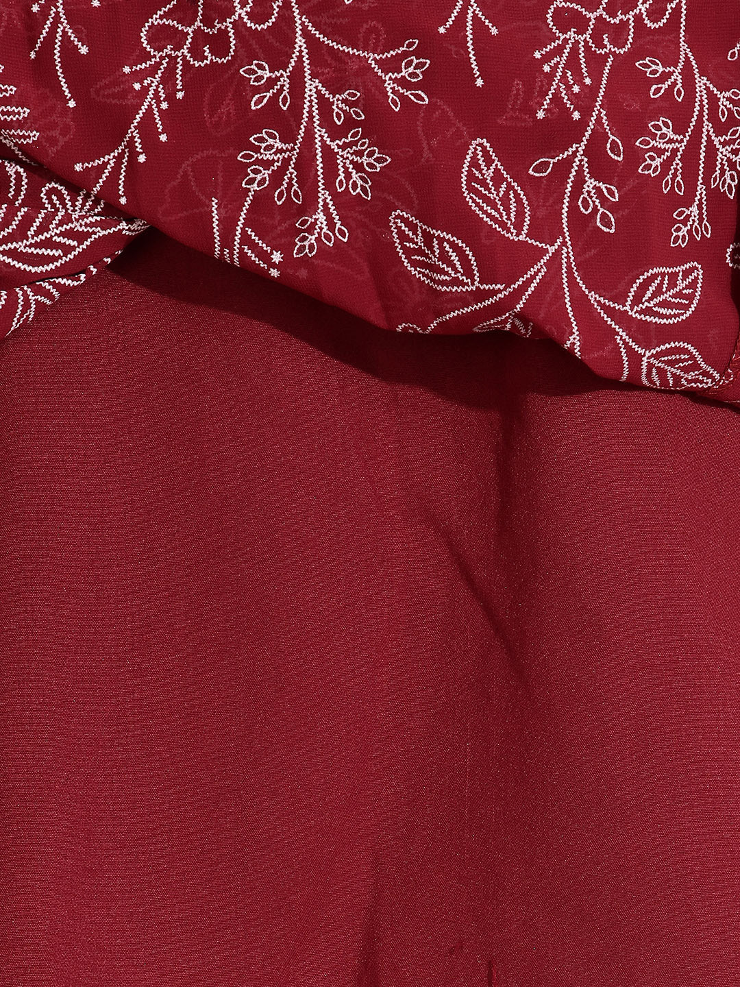 Janasya Women's Maroon Georgette Floral Rubber Print Peplum Top