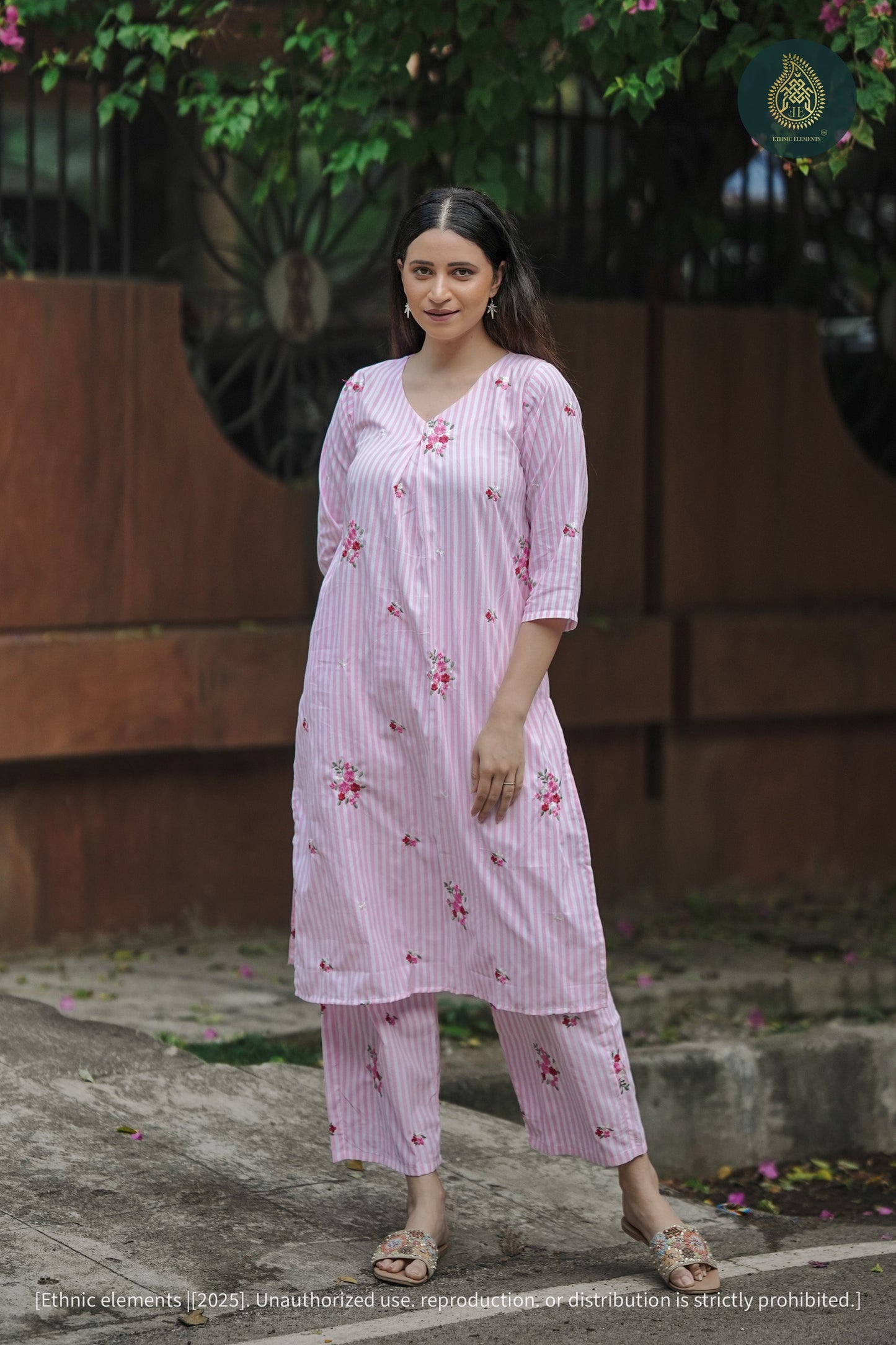 Fleur Rose Cord Set - Embroidered Cotton 2Pc Set
