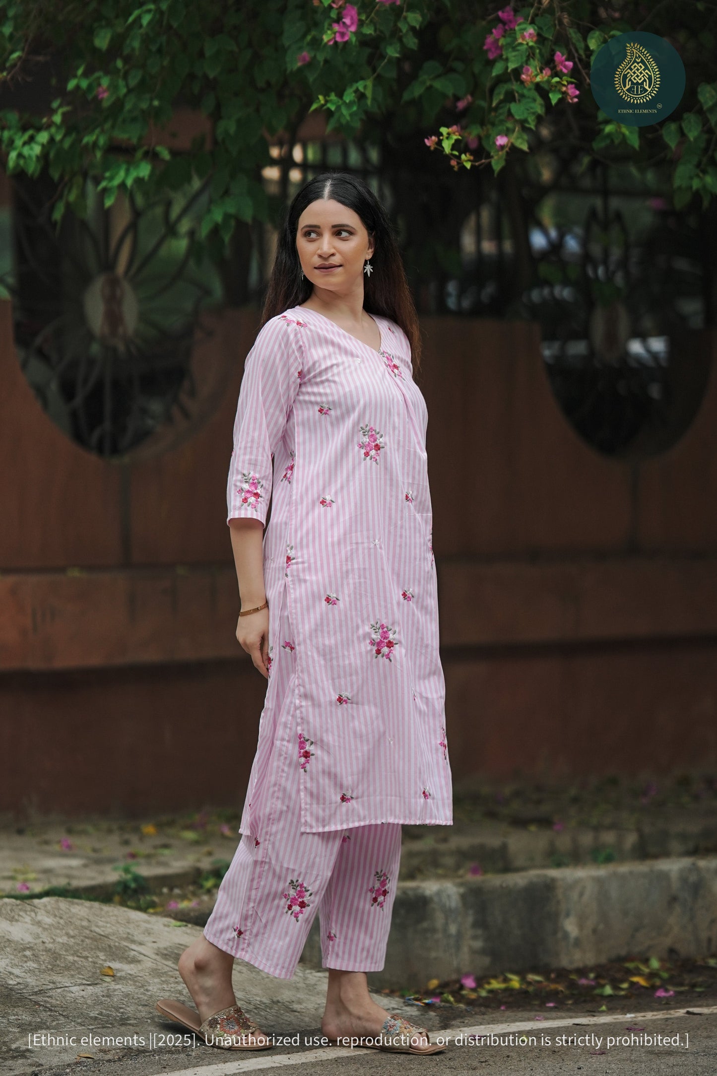 Fleur Rose Cord Set - Embroidered Cotton 2Pc Set
