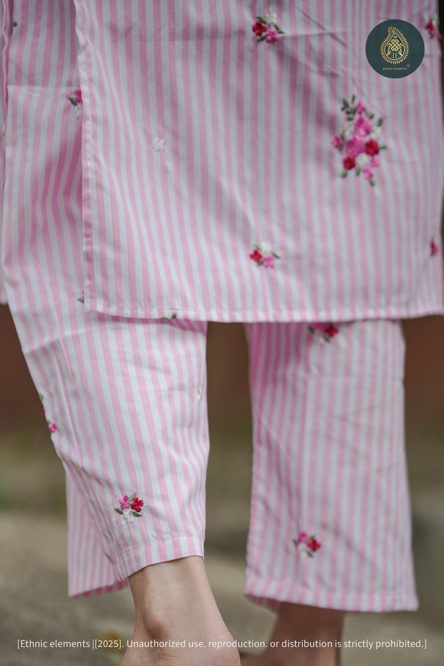 Fleur Rose Cord Set - Embroidered Cotton 2Pc Set