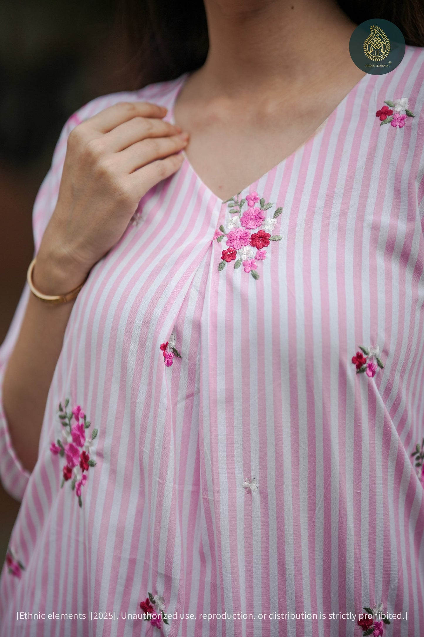 Fleur Rose Cord Set - Embroidered Cotton 2Pc Set