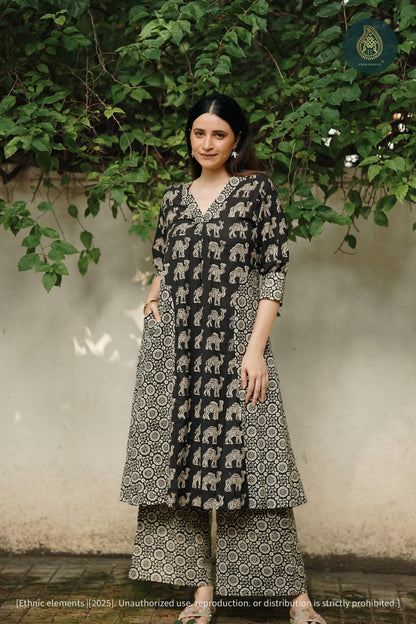 Siyah Cord Set - Hand Block Printed Cotton 2Pc Set
