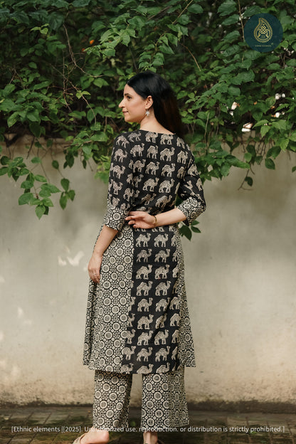 Siyah Cord Set - Hand Block Printed Cotton 2Pc Set