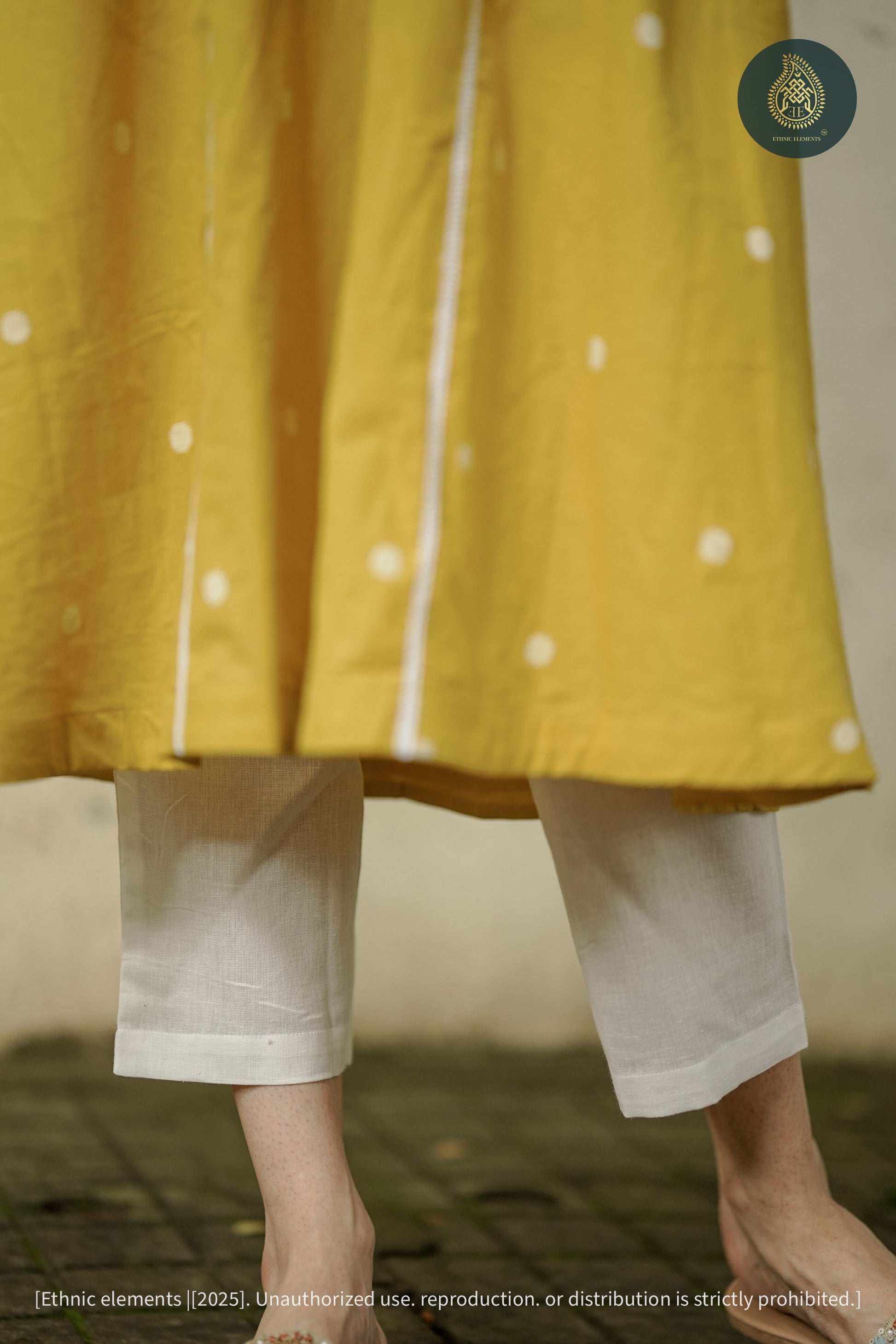 Haldi Dot Cord Set - Handloom Weaved Cotton 2Pc Set