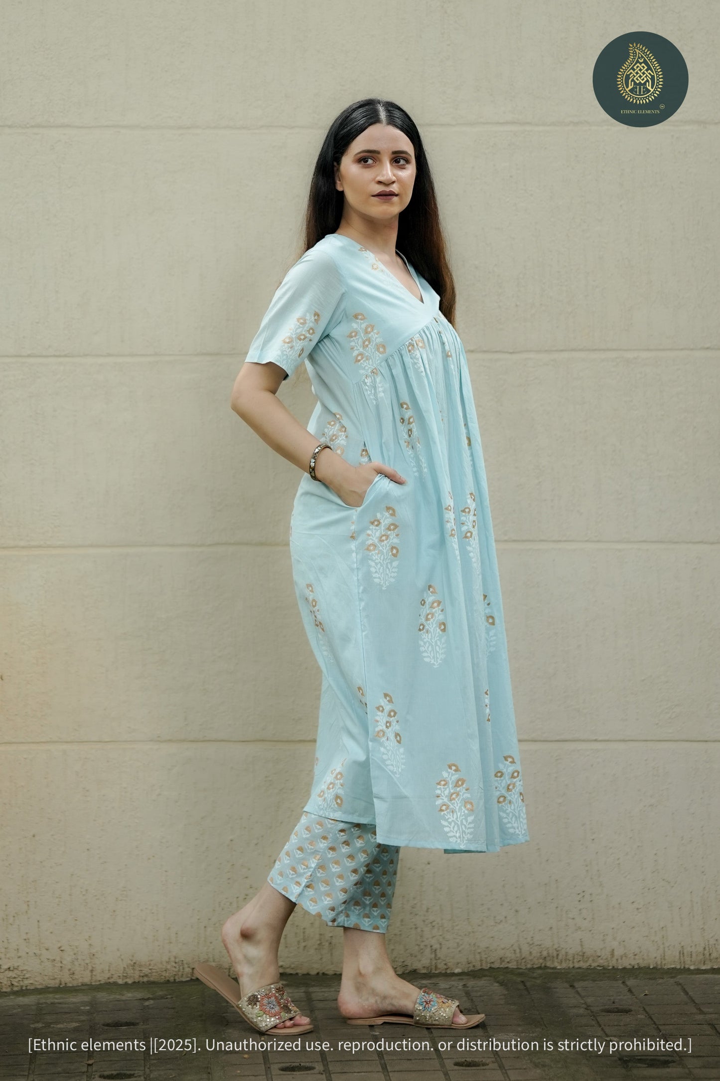 Sky Cord Set - Hand Block Printed Cotton 2Pc Set