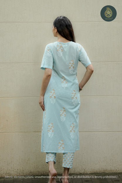 Sky Cord Set - Hand Block Printed Cotton 2Pc Set