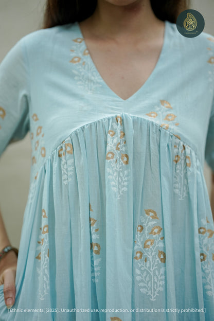 Sky Cord Set - Hand Block Printed Cotton 2Pc Set