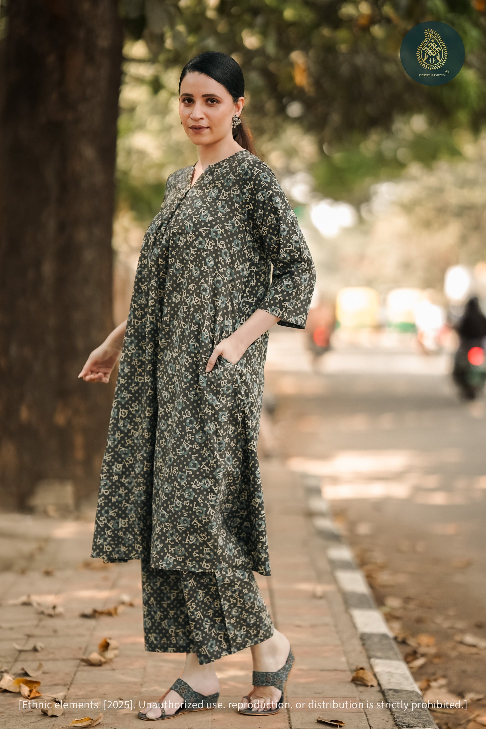 Akshar Mati Cord Set - Ajrakh Hand Block Printed 2Pc Set