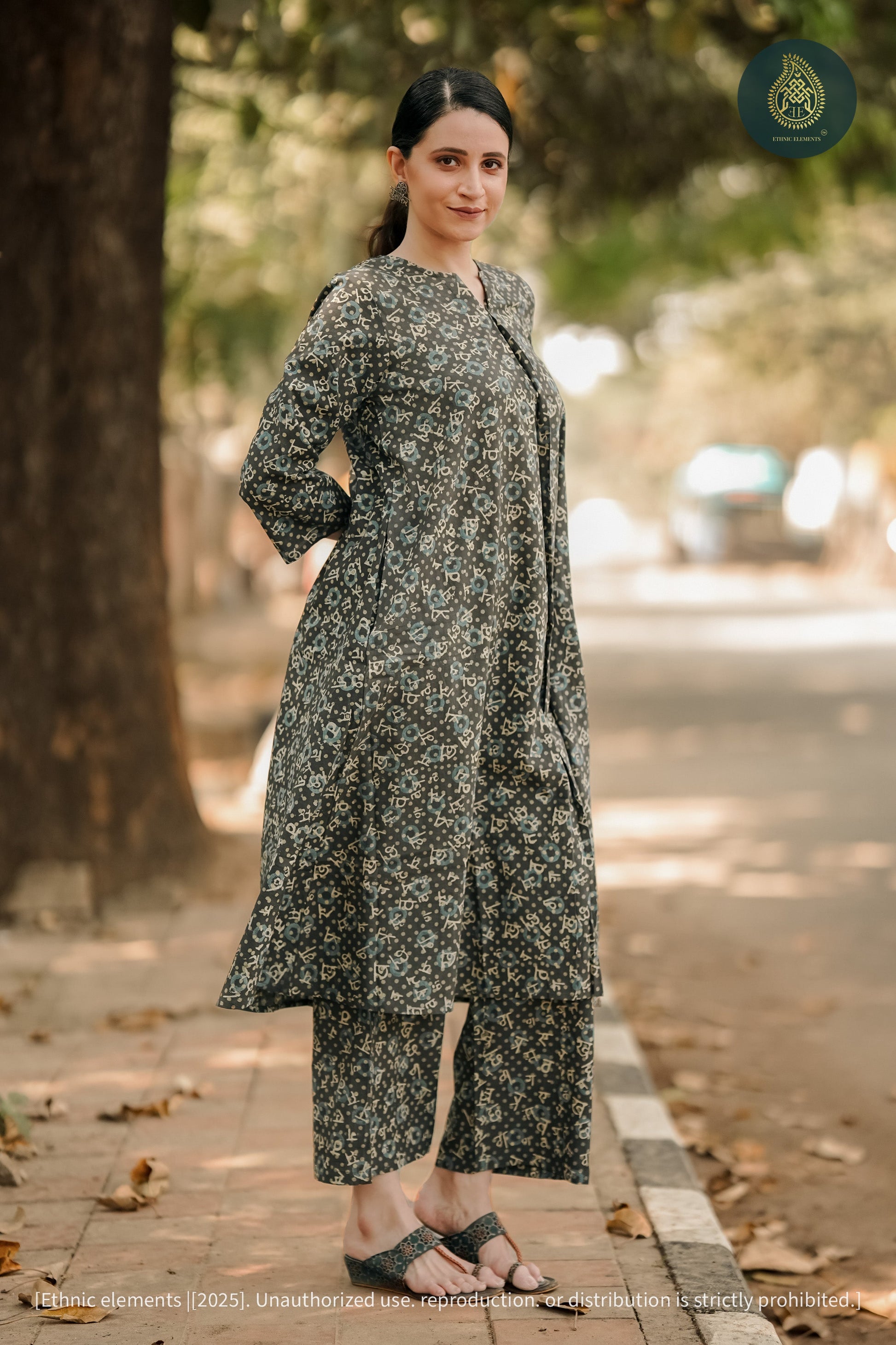 Akshar Mati Cord Set - Ajrakh Hand Block Printed 2Pc Set
