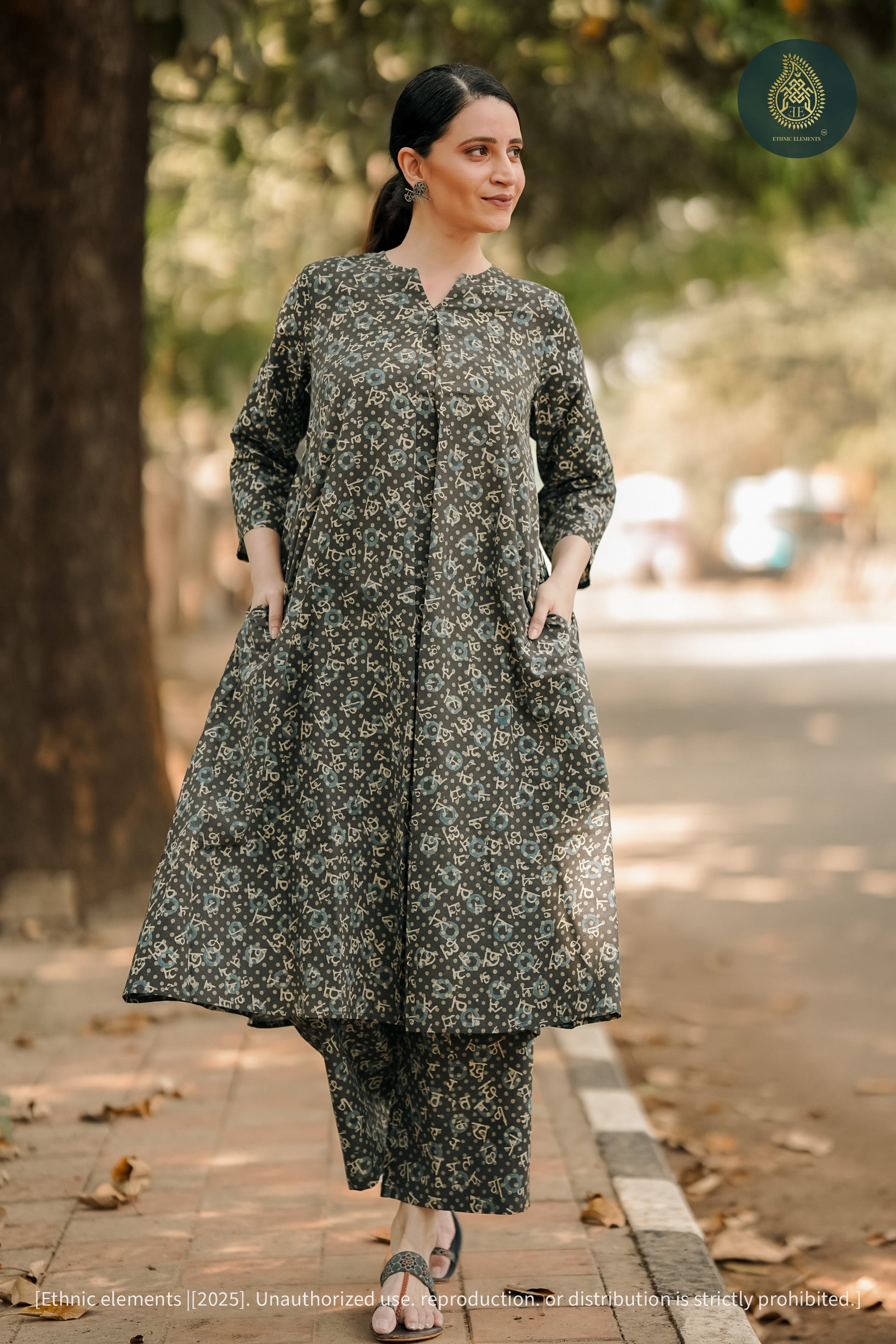 Akshar Mati Cord Set - Ajrakh Hand Block Printed 2Pc Set