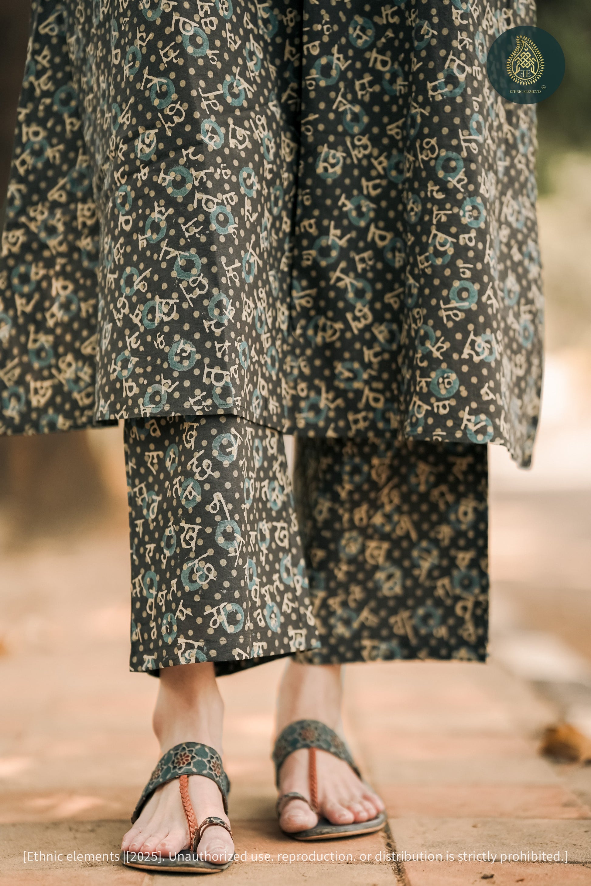 Akshar Mati Cord Set - Ajrakh Hand Block Printed 2Pc Set