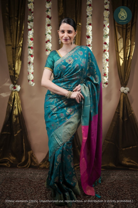 Jalpari - Mul Cotton Zari Floral Jaal Saree