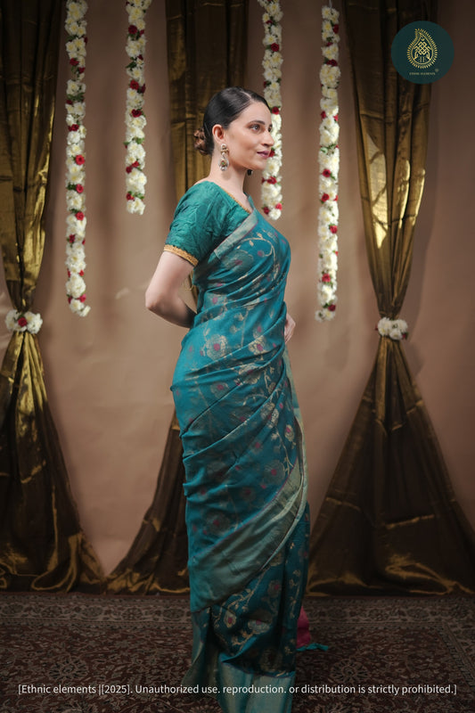 Jalpari - Mul Cotton Zari Floral Jaal Saree