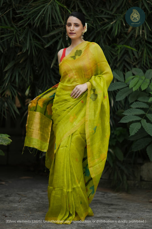 Neerja Jamdani Woven Linen Silk Saree