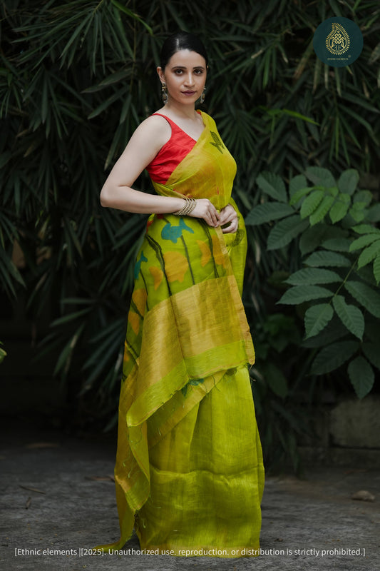 Neerja Jamdani Woven Linen Silk Saree