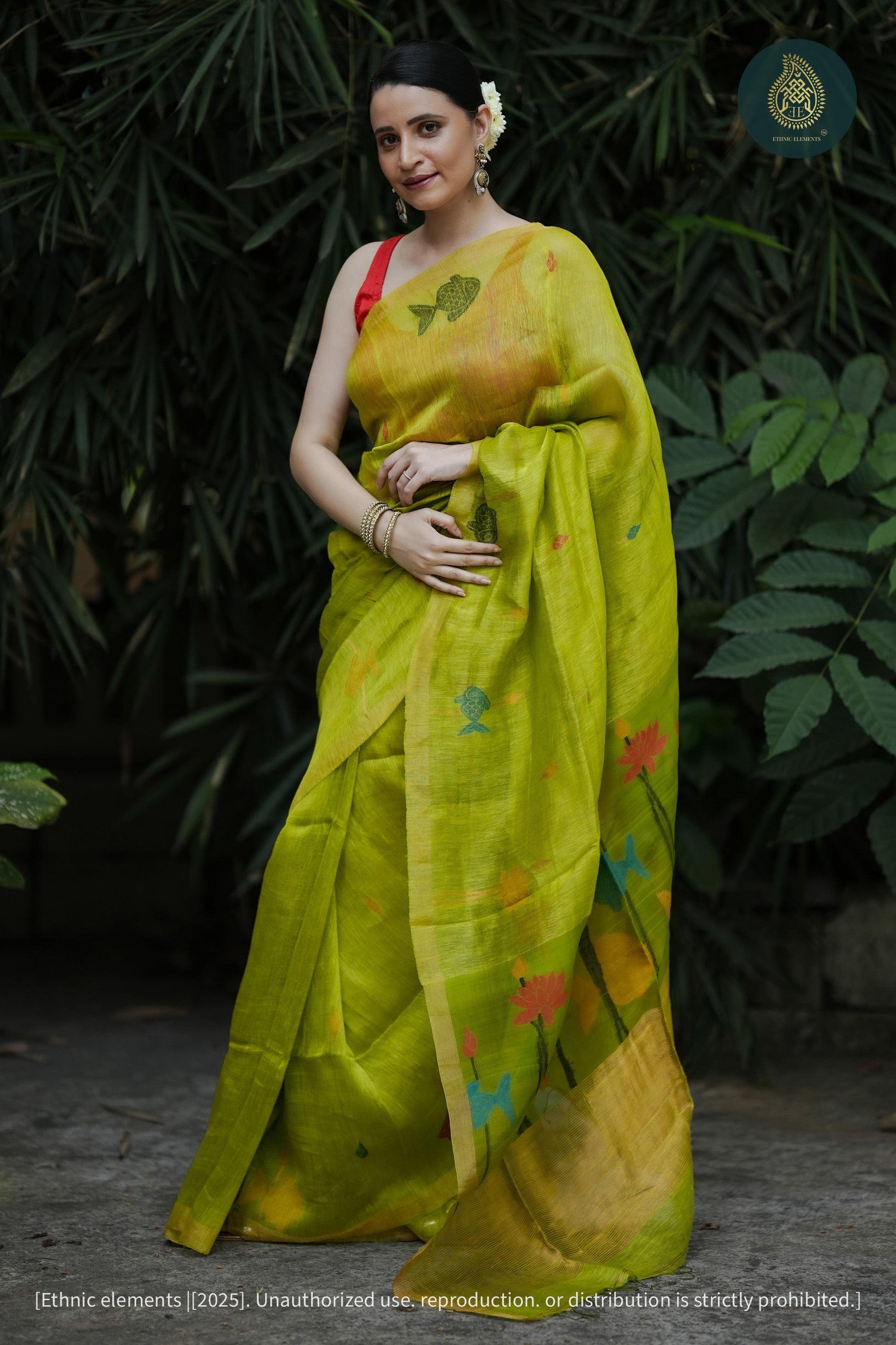 Neerja Jamdani Woven Linen Silk Saree