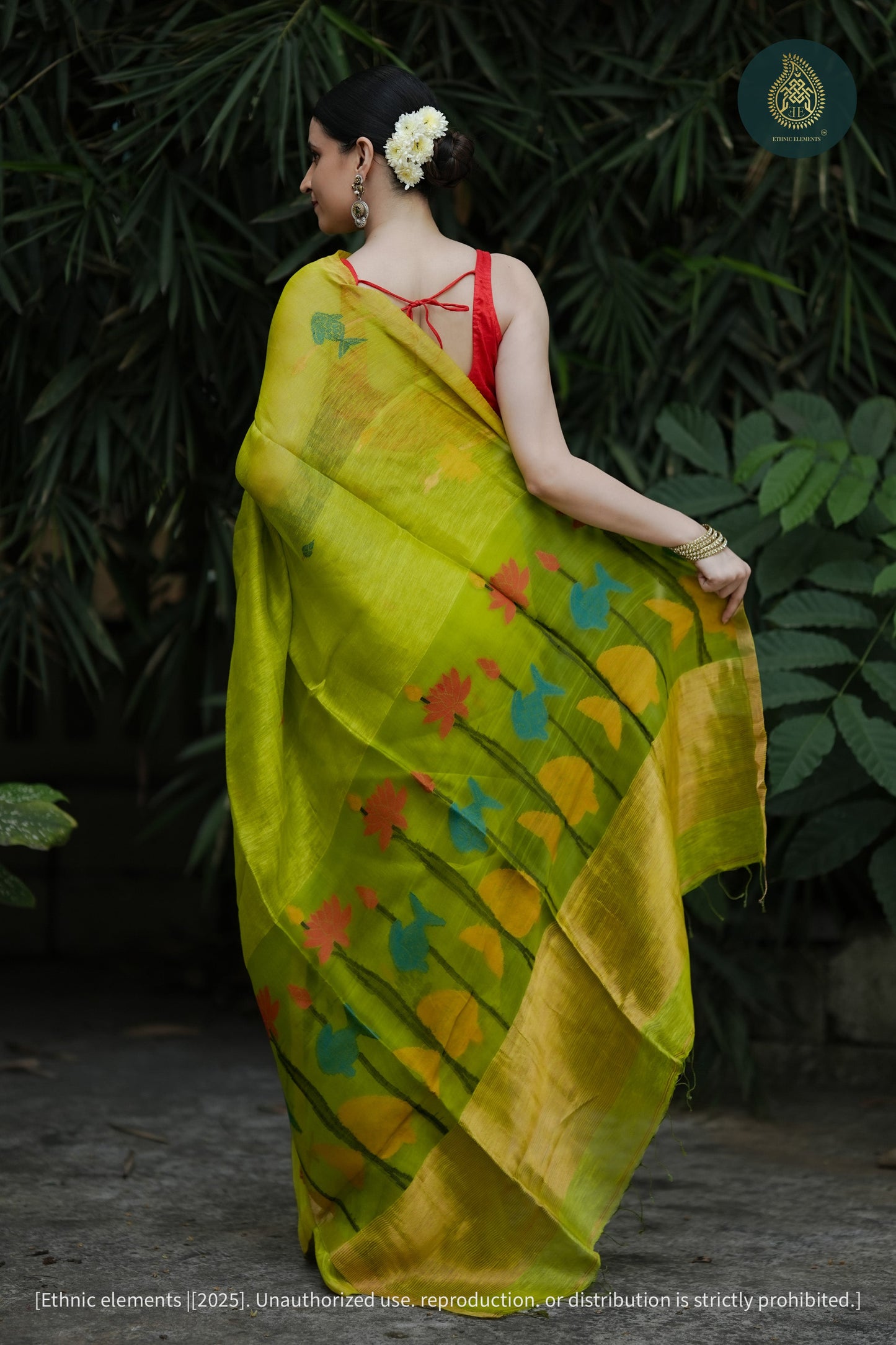 Neerja Jamdani Woven Linen Silk Saree