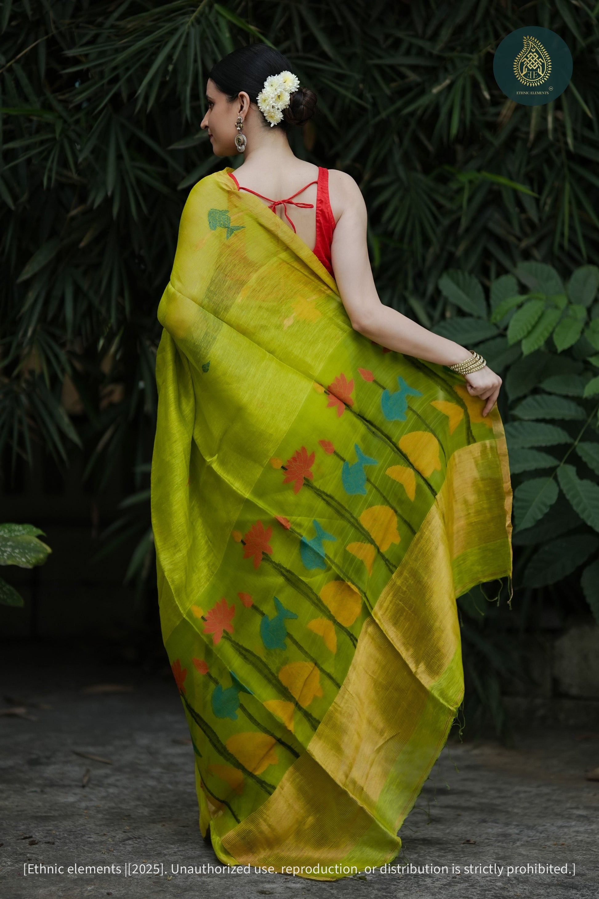 Neerja Jamdani Woven Linen Silk Saree