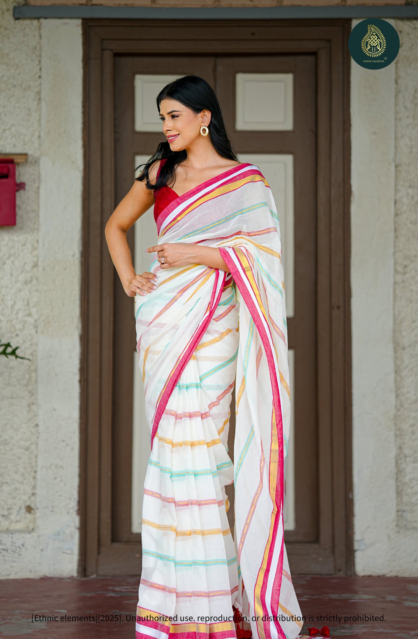 Mul Cotton Saree Zari Stripped - Rangrekha