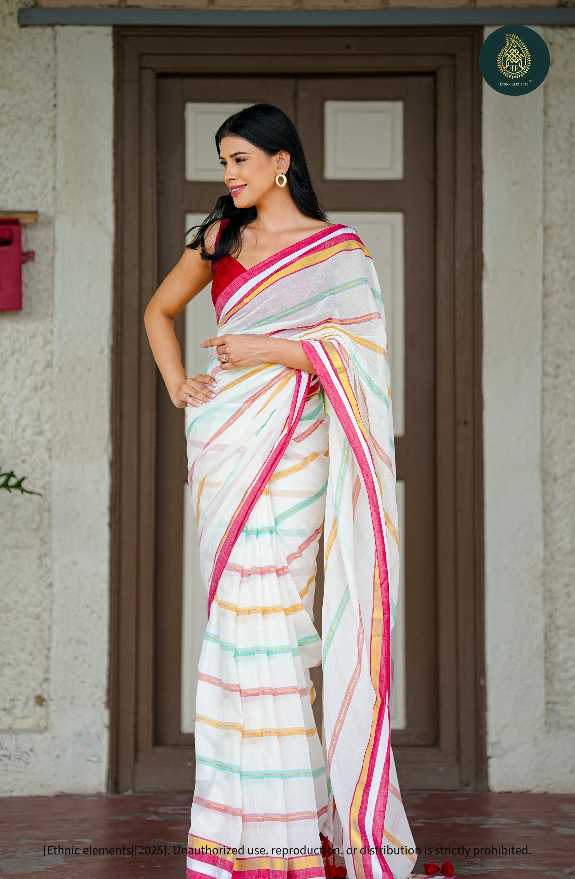 Mul Cotton Saree Zari Stripped - Rangrekha