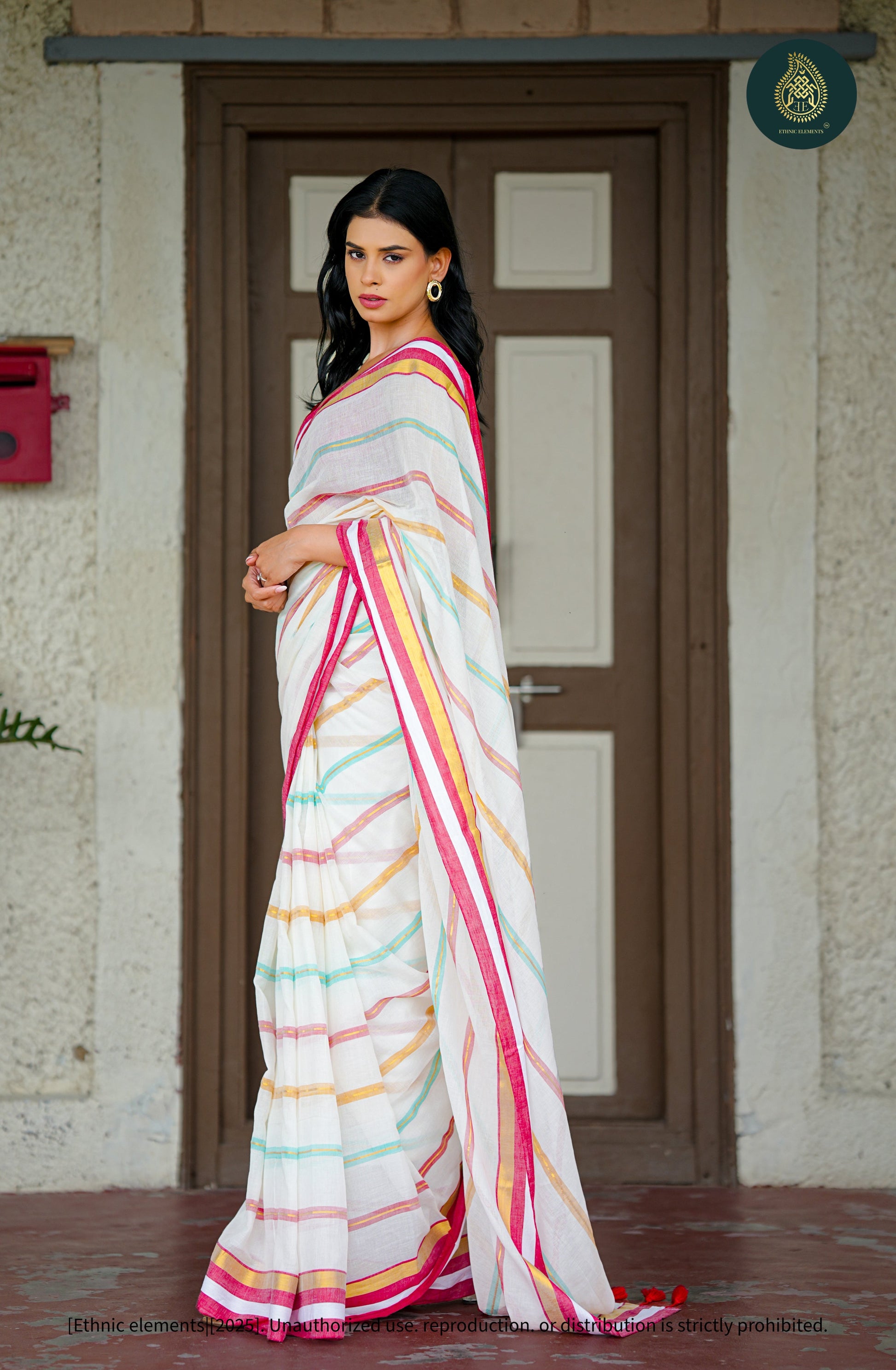 Mul Cotton Saree Zari Stripped - Rangrekha